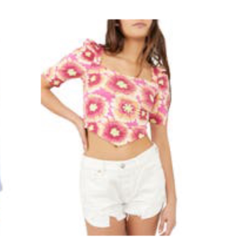New Free People Pink Floral Crop Top Size Large